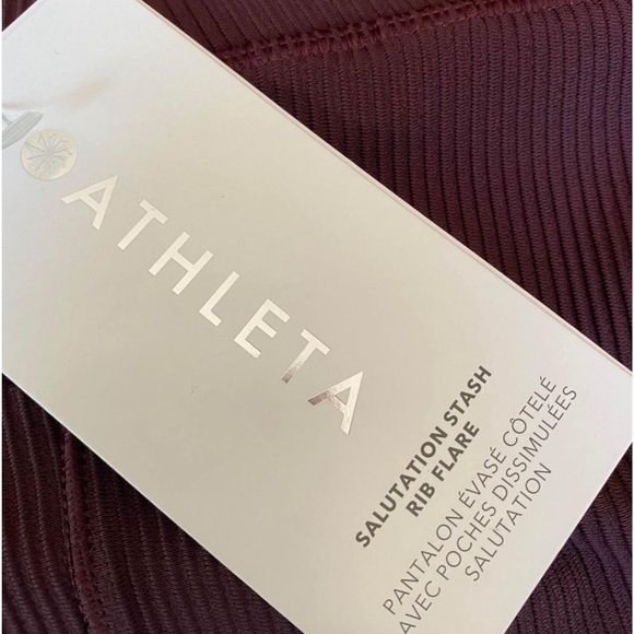 Athleta Salutation Stash Ribbed Flare Athleisure Yoga Dance Pants Pockets XS NWT - Picture 6 of 7